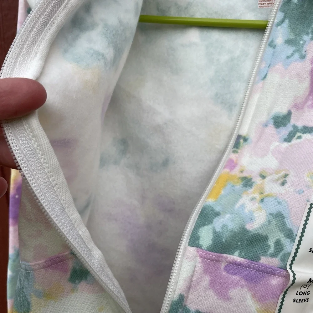 Cat & Jack Girls Tie Dye Full Zip Jacket Long Sleeve Pastel Medium 8 NWT